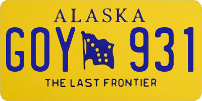 AK license plate GOY931