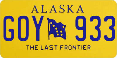 AK license plate GOY933