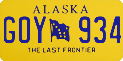 AK license plate GOY934