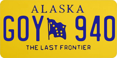 AK license plate GOY940