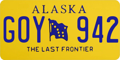 AK license plate GOY942