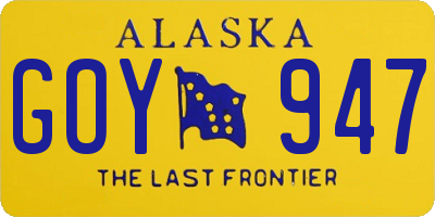 AK license plate GOY947