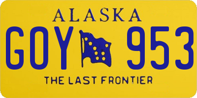 AK license plate GOY953