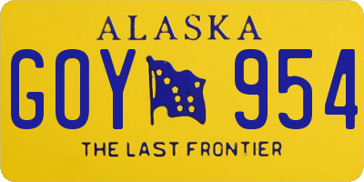 AK license plate GOY954