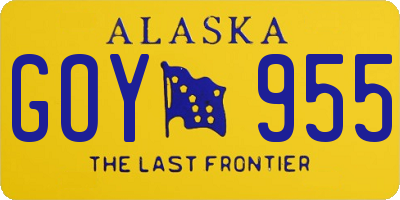 AK license plate GOY955