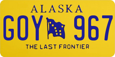 AK license plate GOY967