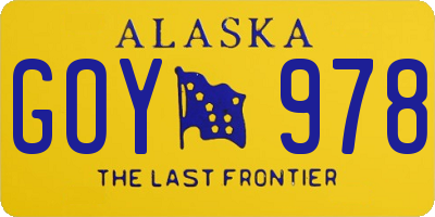 AK license plate GOY978