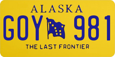 AK license plate GOY981