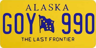 AK license plate GOY990