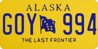 AK license plate GOY994