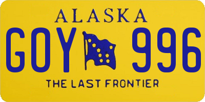 AK license plate GOY996