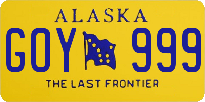 AK license plate GOY999
