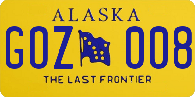 AK license plate GOZ008