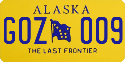AK license plate GOZ009
