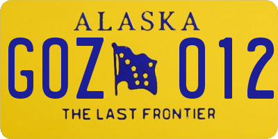 AK license plate GOZ012