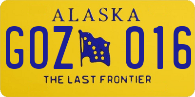 AK license plate GOZ016