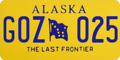 AK license plate GOZ025