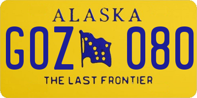 AK license plate GOZ080