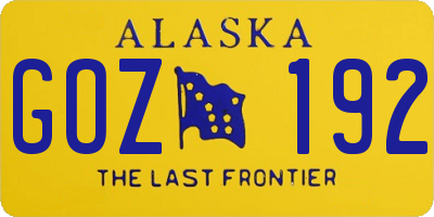 AK license plate GOZ192