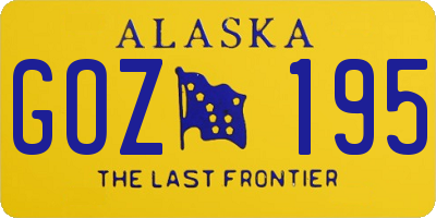 AK license plate GOZ195