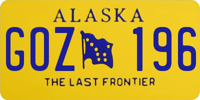 AK license plate GOZ196
