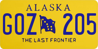 AK license plate GOZ205