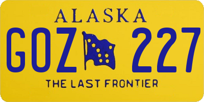 AK license plate GOZ227