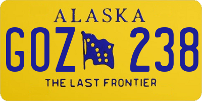 AK license plate GOZ238
