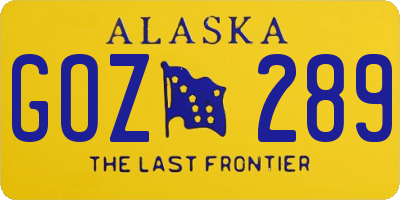 AK license plate GOZ289