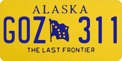 AK license plate GOZ311