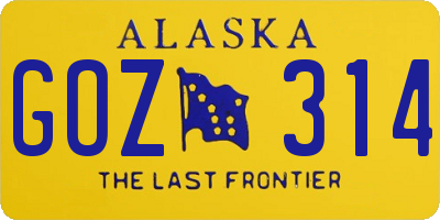 AK license plate GOZ314