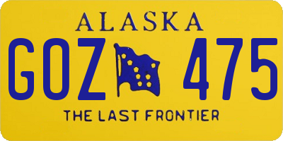AK license plate GOZ475