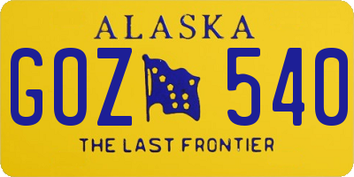 AK license plate GOZ540