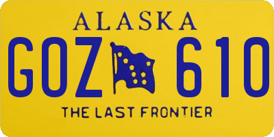 AK license plate GOZ610