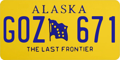 AK license plate GOZ671