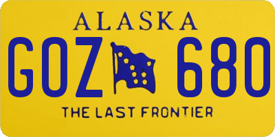 AK license plate GOZ680