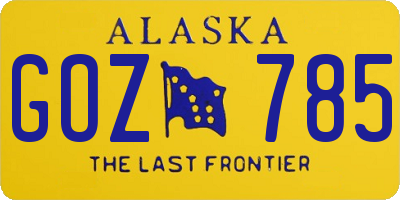 AK license plate GOZ785