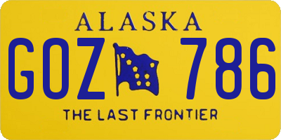 AK license plate GOZ786
