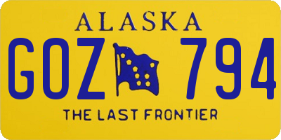AK license plate GOZ794