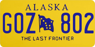 AK license plate GOZ802