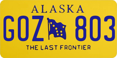 AK license plate GOZ803