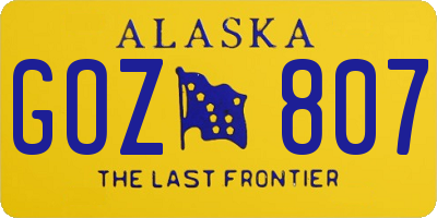 AK license plate GOZ807