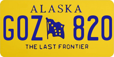AK license plate GOZ820
