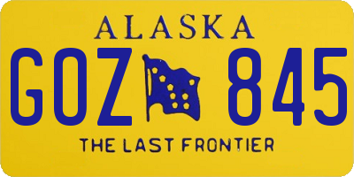AK license plate GOZ845