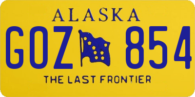AK license plate GOZ854