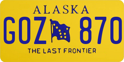 AK license plate GOZ870