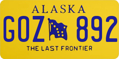 AK license plate GOZ892