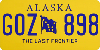AK license plate GOZ898