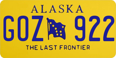 AK license plate GOZ922