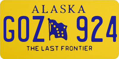 AK license plate GOZ924